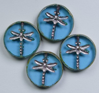 0090457 table cut dragon fly beads 17 mm Aquamarine Travertin Light Pink Washed color 60020-86800-54321