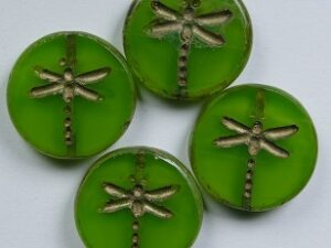 0100572 Opal Green Travertin Gold Washed Dragonfly Table Cut 4 Pc.
