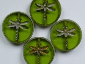 0100573 Olivine Travertin Dragonfly Table Cut 4 Pc.