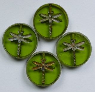 0100573 table cut dragon fly beads 17 mm Olivine Travertin color 50230-86800