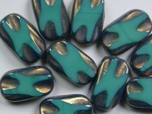 0100578 Green Turquoise Bronze Luster Table Cut Window Rectangle.