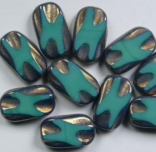 0100578 Green Turquoise Bronze Luster Table Cut Window Rectangle color 63130-14415