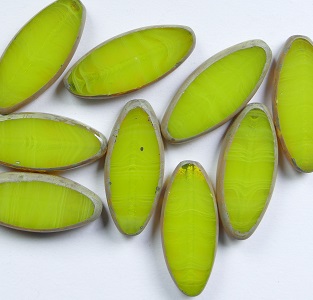 0130149 Table Cut Oval Ship Beads 20x9 mm opaque yellow dark Travertin 81210-86805