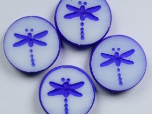 0140278 White Alabaster Neon Ocean Blue Dragonfly Table Cut 4 Pc. - Afbeelding 1