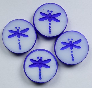 0140278 table cut dragon fly beads 17 mm White Alabaster Neon Ocean Blue Washed color 02010-25126