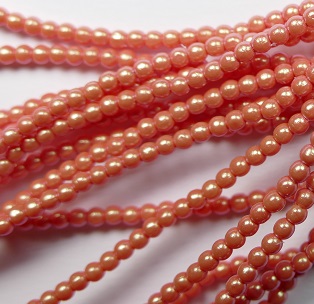 02-132-19001-30013 Czech Glas glasparels 2 mm Pearl Shell Orange Sherbet color 30013