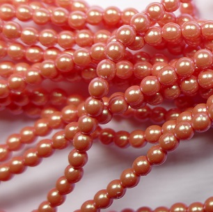 03-132-19001-30013 Czech Glas glasparels 3 mm Pearl Shell Orange Sherbet color 30013