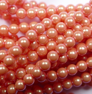 04-132-19001-30013 Czech Glas glasparels 4 mm Pearl Shell Orange Sherbet color 30013