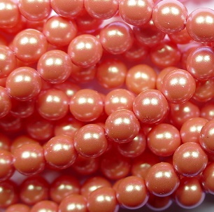 06-132-19001-30013 Czech Glas glasparels 6 mm Pearl Shell Orange Sherbet color 30013