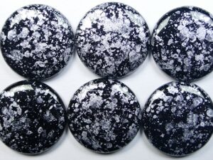 ELC-23980-45702 Jet Tweedy Silver Extra Low Cabochon 18 mm 1 Pc.