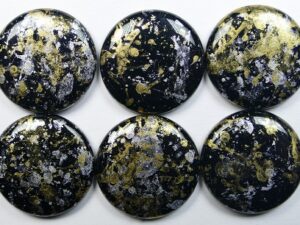 ELC-23980-45704 Jet Tweedy Gold Extra Low Cabochon 18 mm 1 Pc.
