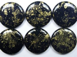 ELC-23980-45711 Jet Antique Gold Splash Extra Low Cabochon 18 mm 1 Pc. - Afbeelding 1