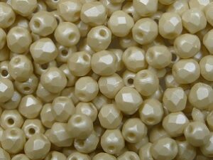 FP1-03-29344AL Powdery Ivory Czech Glass Facet Firepolish 3mm