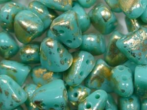 NB-63130S22C Nib-Bit, 6x5 mm, Matubo, Opaque Green Turquoise Gold Splash