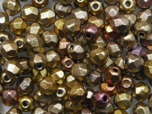 FP1-03-0161JT Matte Metallic Gold Iris Czech Glass Facet Firepolish 3mm