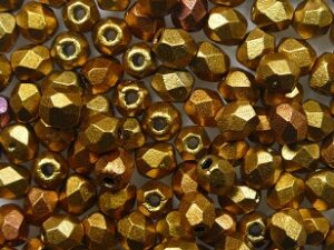 FP1-03-0162JT Matte Metallic Gold Copper Iris Czech Glass Facet Firepolish 3mm