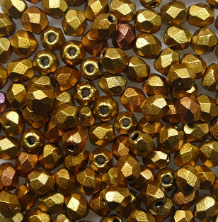 FP1-03-0162JT Matte Metallic Gold Copper Iris Czech Glass Facet Firepolish 3mm FP1-03-0162JT Matte Metallic Gold Copper Iris Czech Glass Facet Firepolish 3mm