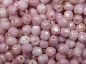 FP1-03-03000LP Opaque White Topaz Pink Luster Czech Glass Facet Firepolish 3mm 50 stuks - Afbeelding 1