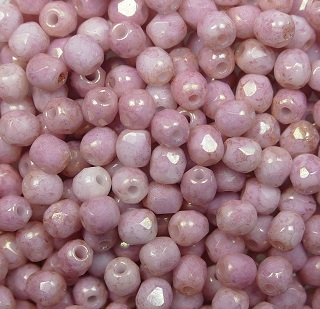 fp1-03-03000LP firepolish 3 mm Opaque White Pink Topaz Luster color LP03000