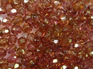 FP1-03-10020LK Goldish Pink Luster Light Topaz Czech Glass Facet Firepolish 3mm 50 stuks - Afbeelding 1