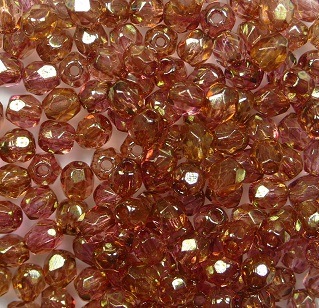 fp1-03-10020LK firepolish 3 mm Goldish Pink Luster Light Topaz color 10020LK