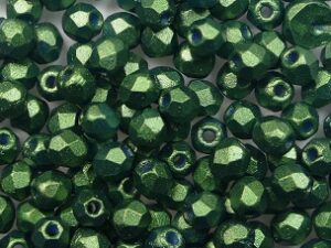 FP1-03-24103AL Gold Shine Dark Olive Green Czech Glass Facet Firepolish 3mm 50 stuks