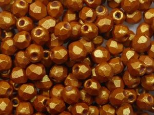 FP1-03-24104AL Gold Shine Brownish Red Czech Glass Facet Firepolish 3mm 50 stuks