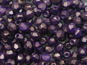FP1-03-24107AL Gold Shine Dark Purple Czech Glass Facet Firepolish 3mm 50 stuks - Afbeelding 1
