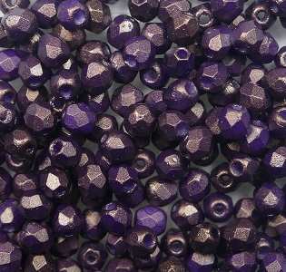 fp1-03-24107AL firepolish 3 mm Gold Shine Dark Purple color 24107AL