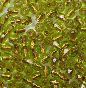 fp1-03-50230CL firepolish 3 mm Copper Lined Olivine color 50230CL