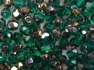 FP1-03-50730C Emerald Capri Gold Czech Glass Facet Firepolish 3mm 50 stuks