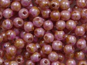 03-R-02010-65323 White Alabaster Rose Gold Lazura Round 3 mm. 100 Pc. - Afbeelding 1