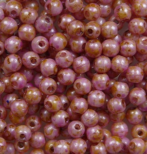03-R-02010-65323 3 mm rounds White Alabaster Rose Gold Lazura color 02010-65323