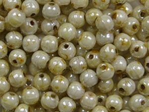 03-R-02010-65401 White Alabaster Beige Marmor Luster Round 3 mm. 100 Pc. - Afbeelding 1