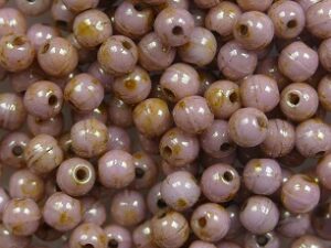 03-R-02010-65491 White Alabaster Roman Rose Round 3 mm. 100 Pc. - Afbeelding 1