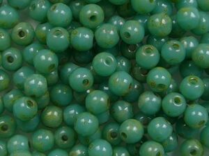 03-R-63130-86805 Opaque Green Turquoise Travertin Round 3 mm. 100 Pc.
