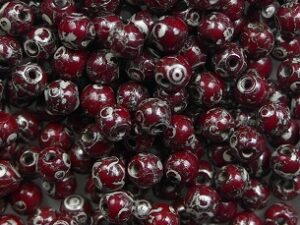 03-R-93200-43400 Opaque Red Silver Picasso Round 3 mm. 100 Pc. - Afbeelding 1