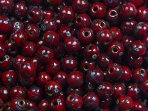 03-R-93200-86800 Opaque Red Travertin Round 3 mm. 100 Pc. - Afbeelding 1