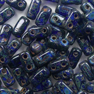 BRI-30090T Czech Mates Bricks Cobalt Picasso color 30090T