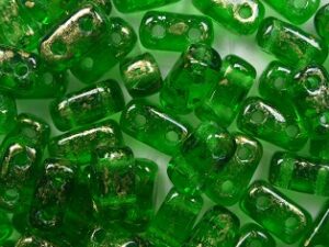 BRI-50140GM Gold Marbled Green Emerald CzechMates Bricks 40 Pc.