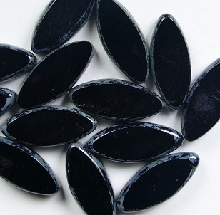 0010523 Table cut Oval Ship Beads 18×7 mm Opaque Jet Travertin color 23980-86800