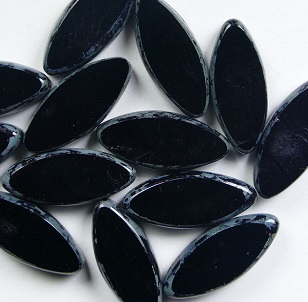 0010523 Table cut Oval Ship Beads 18x7 mm Opaque Jet Travertin color 23980-86800
