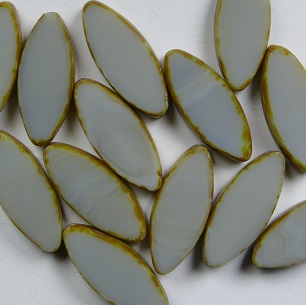 0020323 Table cut Oval Ship Beads 18x7 mm Opaque Grey Travertin color 43020-86800