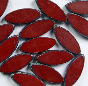 0030357 Table cut Oval Ship Beads 18x7 mm Opaque Chocolate Travertin color 13630-86800
