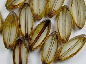 0030358 Crystal Travertin Oval Ship Bead Table Cut. 5 Pc. - Afbeelding 1