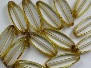 0030359 Crystal Travertin Oval Ship Bead Table Cut 6 Pc. - Afbeelding 1