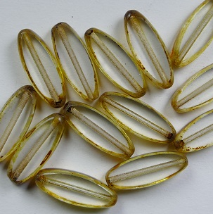 0030359 Table cut Oval Ship Beads 16x6 mm Crystal Travertin color 00030-86800