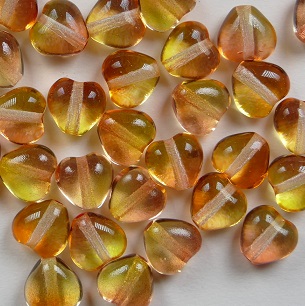 0060137 Hartjes hearts Beads 6x6 mm Crystal Orange Yellow Luster color 00030-48001