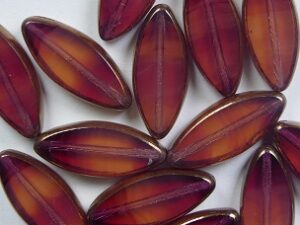 0070463 Pink Opal Fuchsia Melee Bronze Luster Oval Ship Bead Table Cut. 5 Pc. - Afbeelding 1