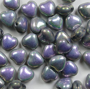 0070465 Hartjes hearts Beads 6x6 mm Crystal Full labrador pink-Green Metallic color 00030-27003-28703